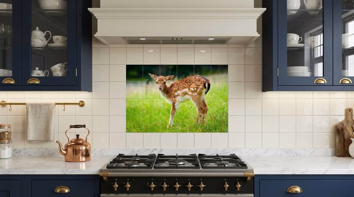 Fawn in the Meadow - Tile Mural - Image 2