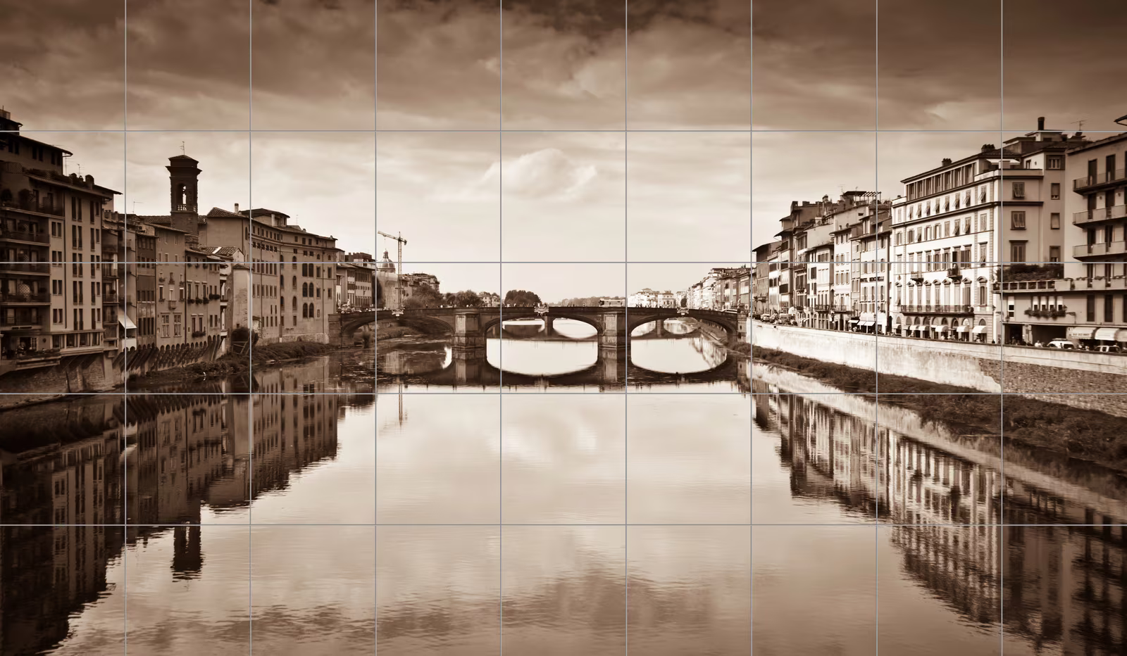 Ceramic tile mural of Vintage Sepia City Bridge