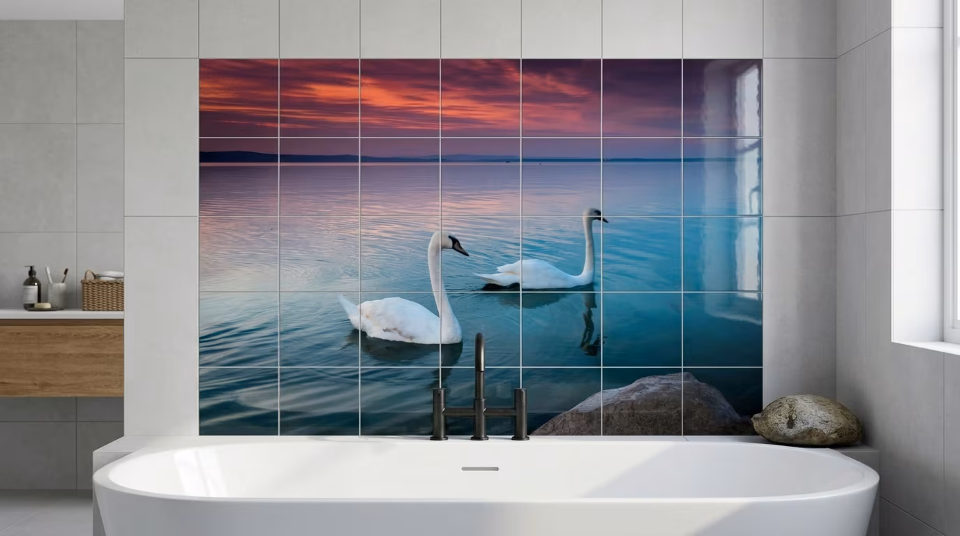 Swans at Twilight - Tile Mural - Image 2