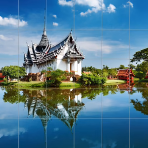 Ceramic tile mural of Thai Temple Reflection