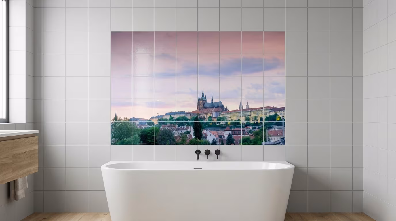European Castle Skyline at Dusk - Tile Mural - Image 2