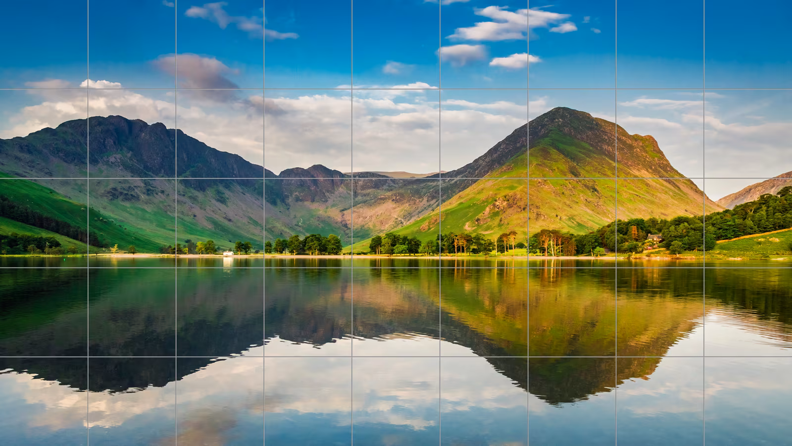 Ceramic tile mural of Mountain Lake Reflection Landscape