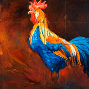 Ceramic tile mural of Colourful Rooster Oil Painting