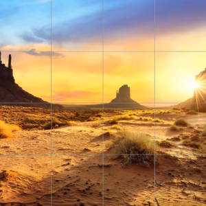 Ceramic tile mural of Desert Sunset Rock Formations