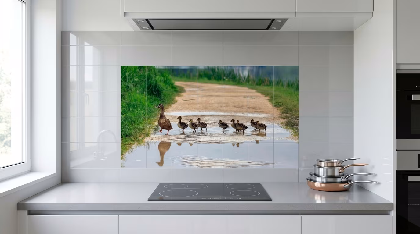 Duck Family Crossing Path - Tile Mural - Image 2