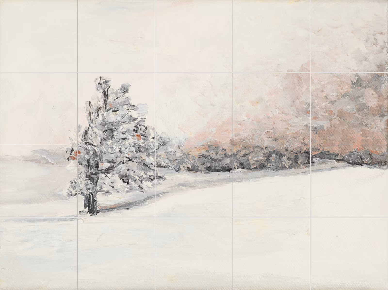 Ceramic tile mural of Snowy Winter Tree Watercolour