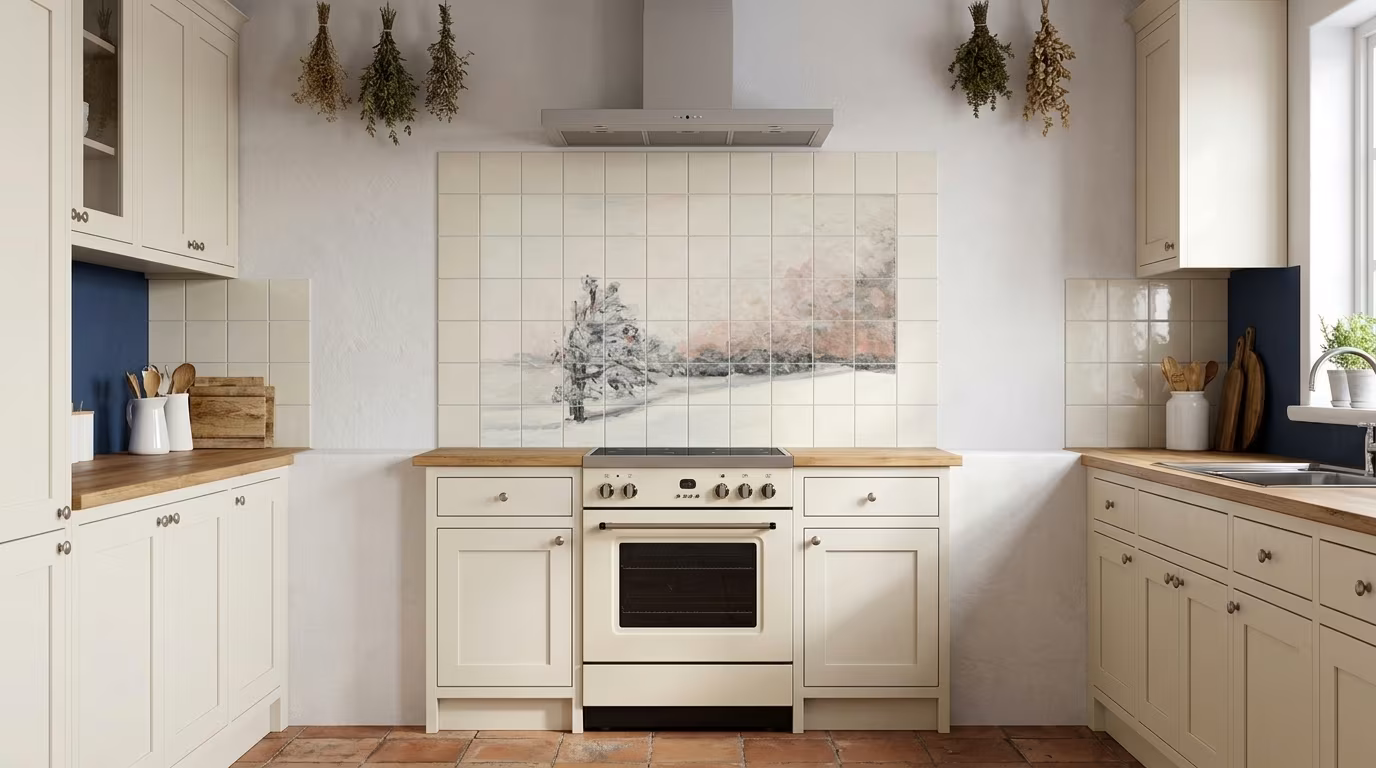 Snowy Winter Tree Watercolour - Tile Mural - Image 2