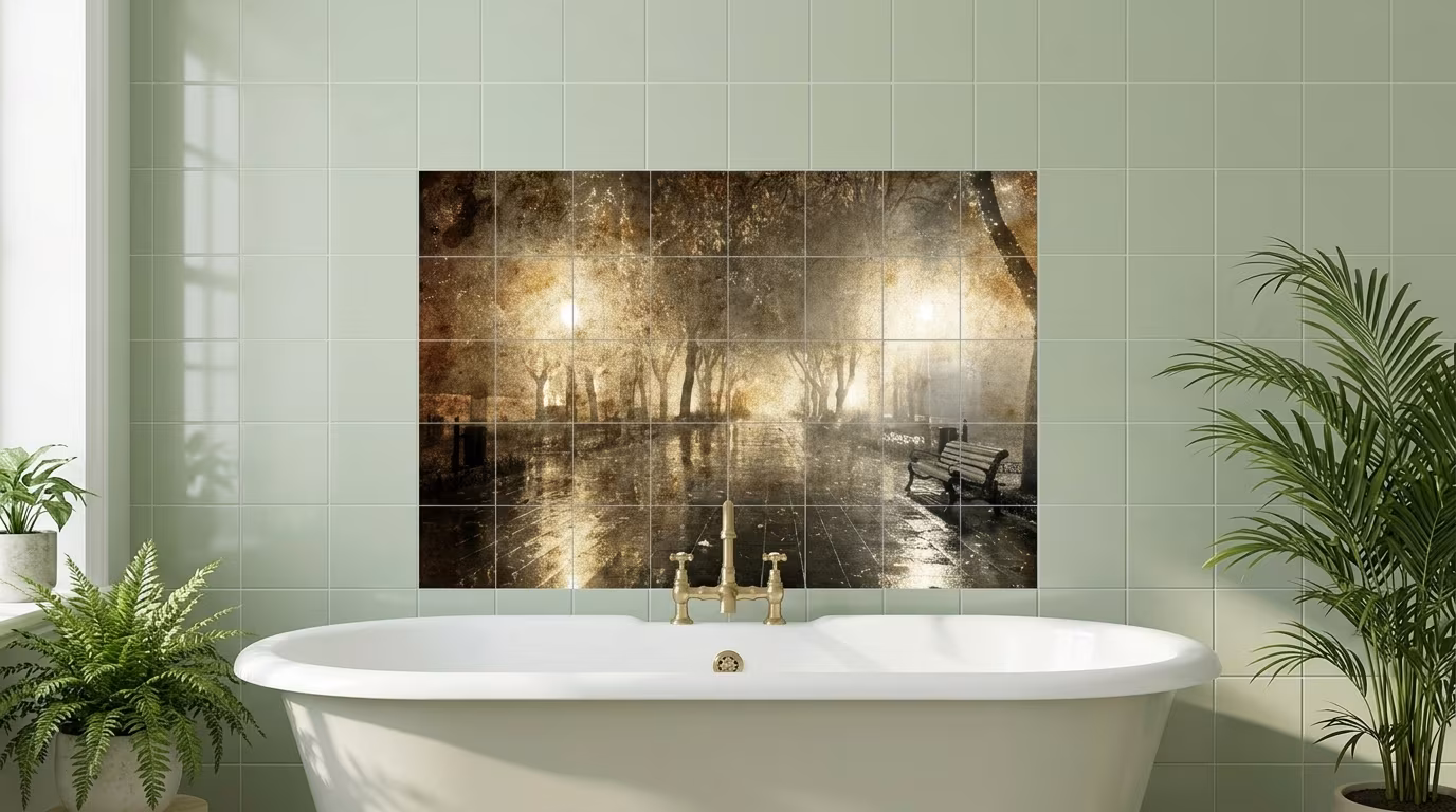 Misty Lamplit Park Avenue - Tile Mural - Image 2