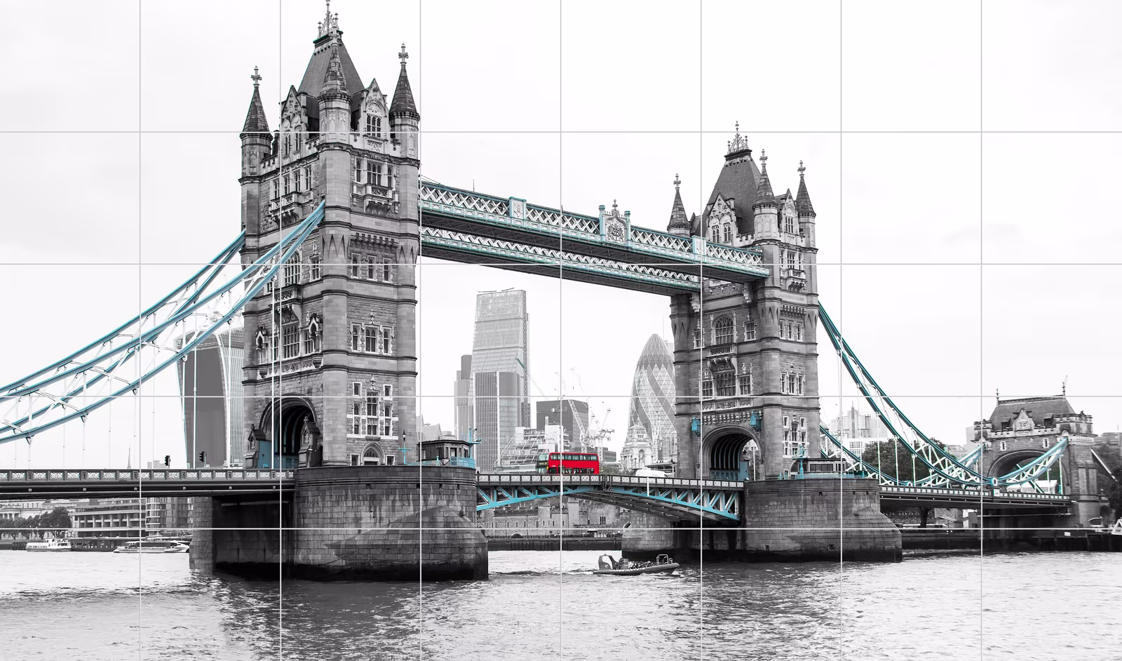 Ceramic tile mural of Tower Bridge Monochrome Cityscape