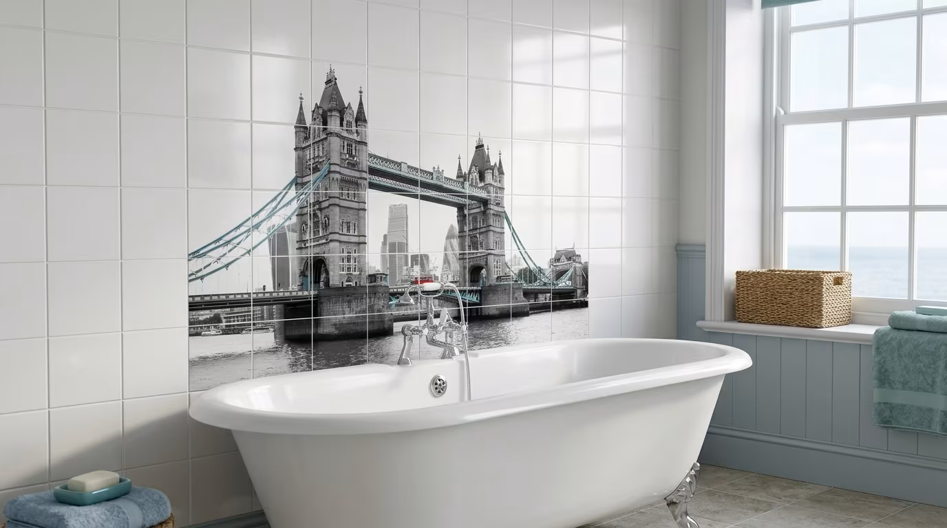 Tower Bridge Monochrome Cityscape - Tile Mural - Image 2