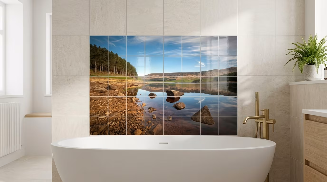 Rocky Lakeshore Reflection - Tile Mural - Image 2