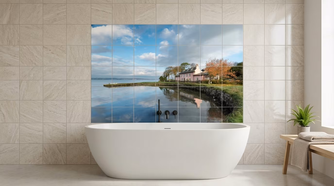 Riverside Cottage Reflection - Tile Mural - Image 2