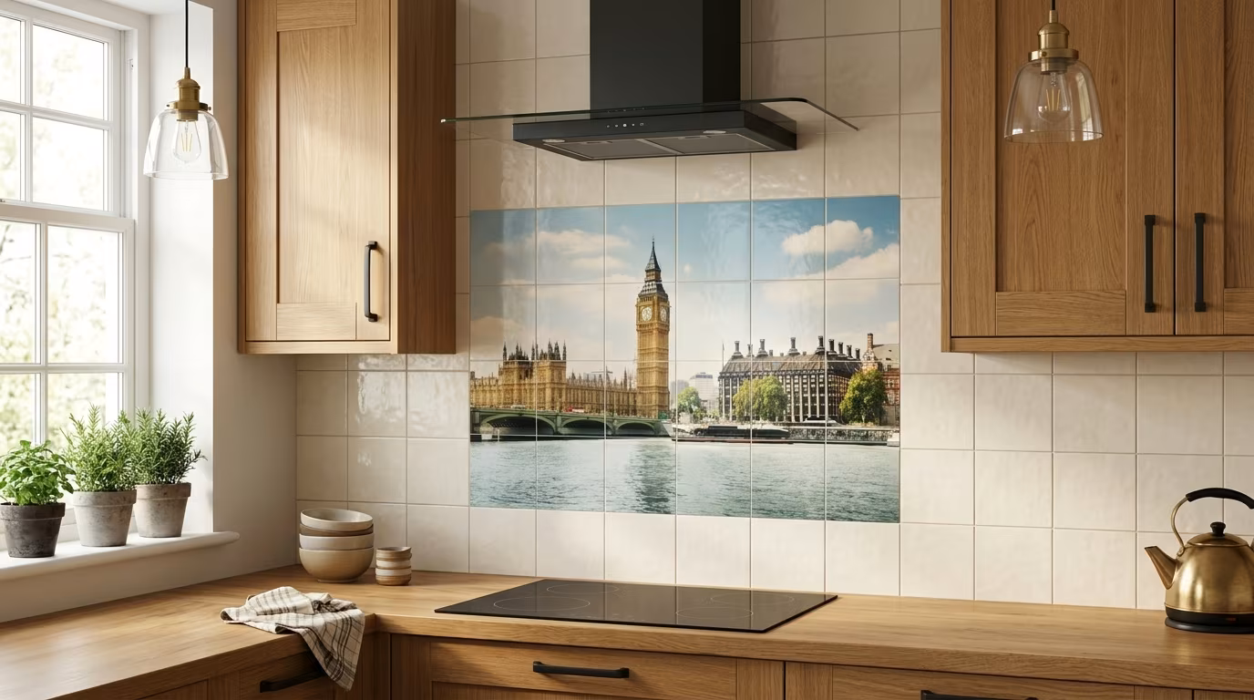 Big Ben and Thames Skyline - Tile Mural - Image 2