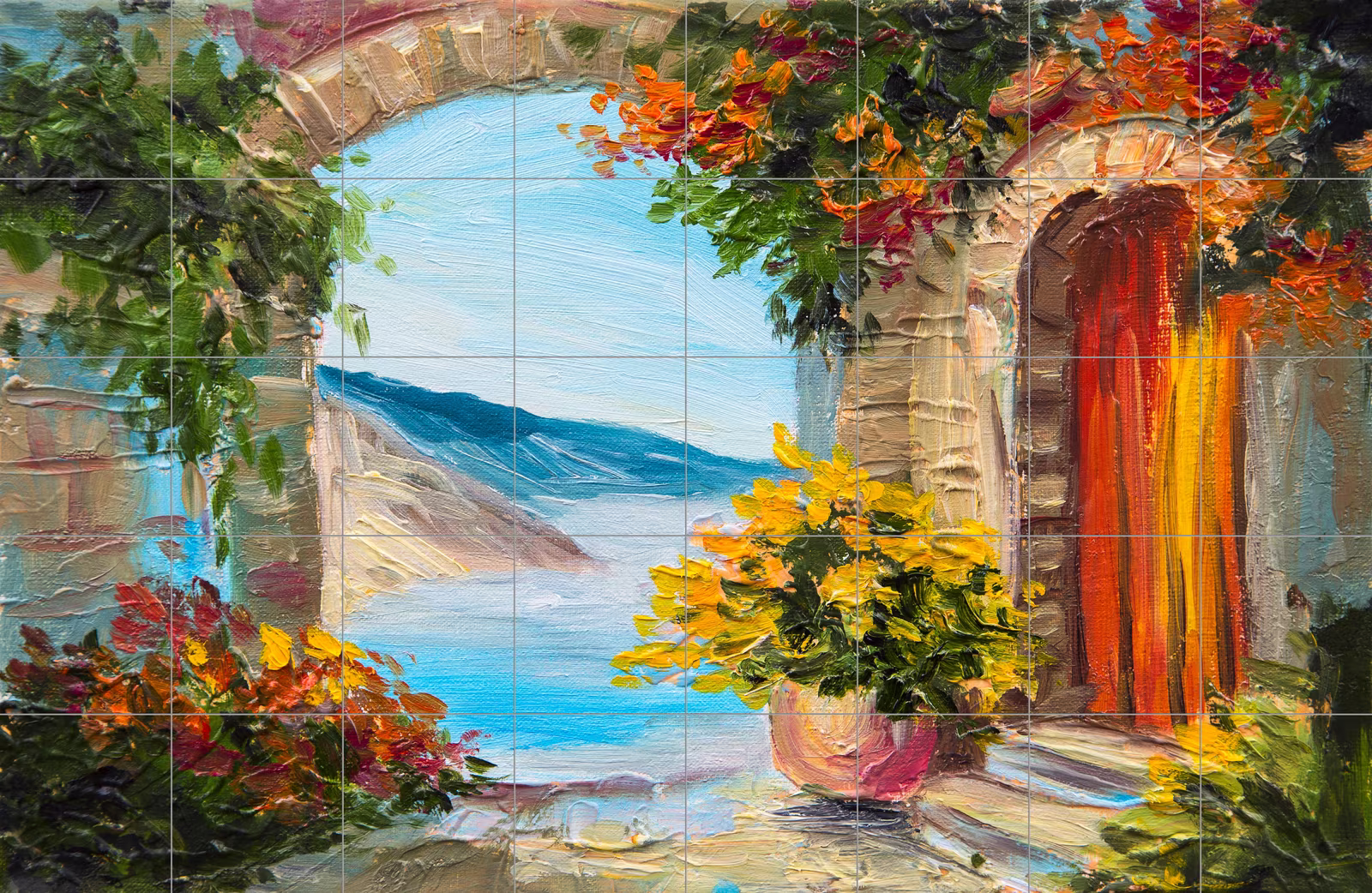 Ceramic tile mural of Archway Terrace Sea View Painting