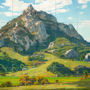 Ceramic tile mural of Where Nature’s God Hath Wrought by William Wendt