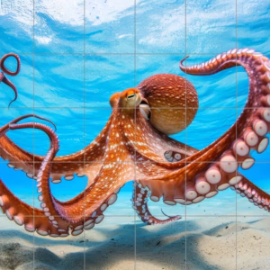 Ceramic tile mural of Underwater photo of full body of octopus animal marine invertebrate