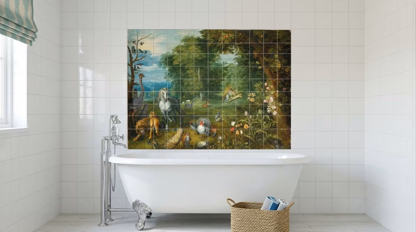 Paradise with the Creation of Eve, ca. 1636 – 1640 by jan brueghel the younger - Tile Mural - Image 2