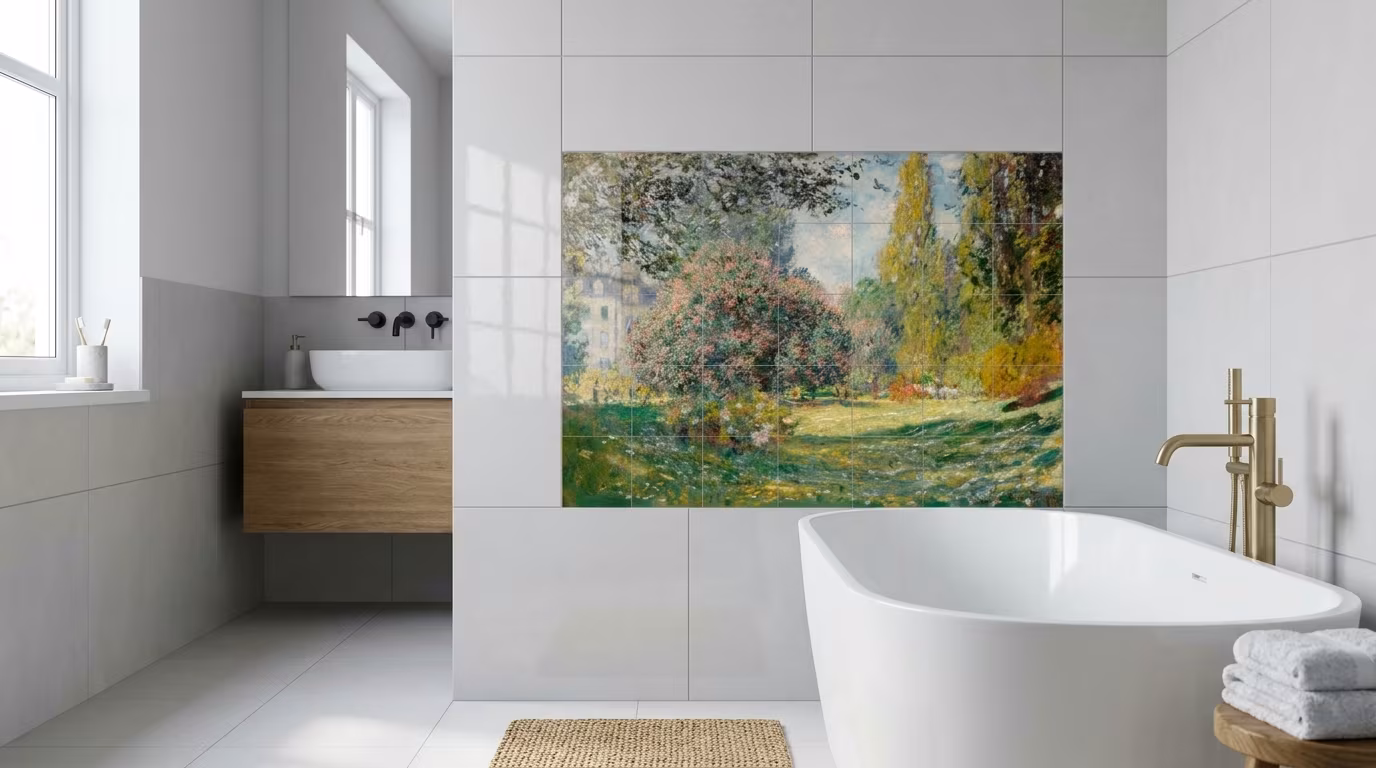 Landscape: The Parc Monceau (1876) by Claude Monet, high resolution famous painting - Tile Mural - Image 2