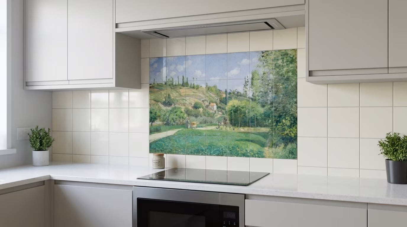 A Cowherd at Valhermeil, Auvers-sur-Oise (1874) by Camille Pissarro - Tile Mural - Image 2