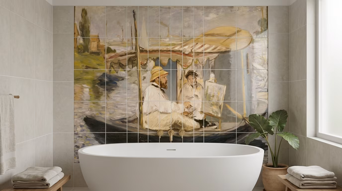 The Boat (1874) by Edouard Manet - Tile Mural - Image 2