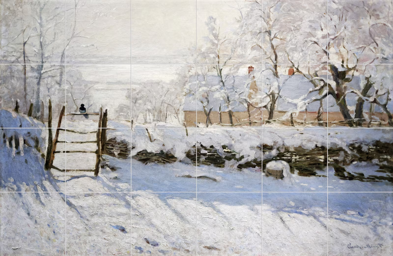 Ceramic tile mural of Claude Monet’s The Magpie