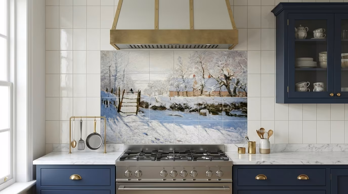 Claude Monet's The Magpie (1868–1869) famous painting - Tile Mural - Image 2