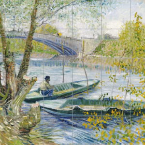 Ceramic tile mural of Fishing in Spring by Vincent Van Gogh