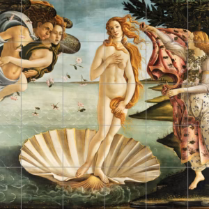 Ceramic tile mural of Sandro Botticelli's The Birth of Venus aesthetic painting