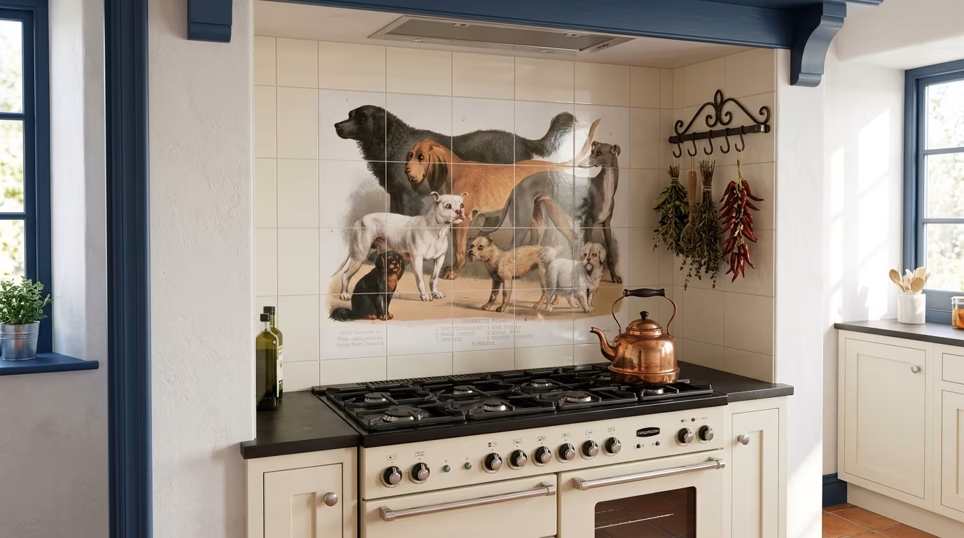 Carnivora (1874), flesh-eating animals, family-dogs - Tile Mural - Image 2