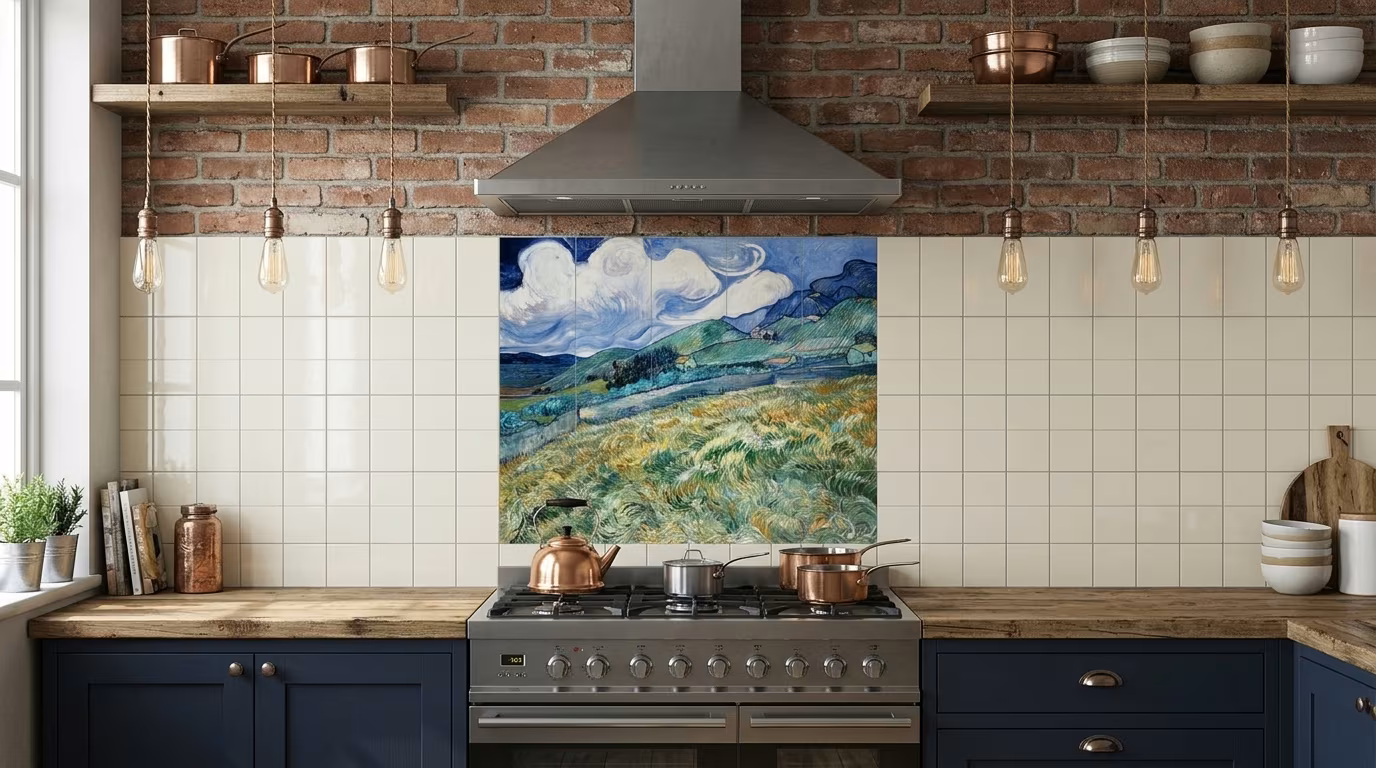 Van Gogh's Landscape from Saint-Rémy (1889) - Tile Mural - Image 2