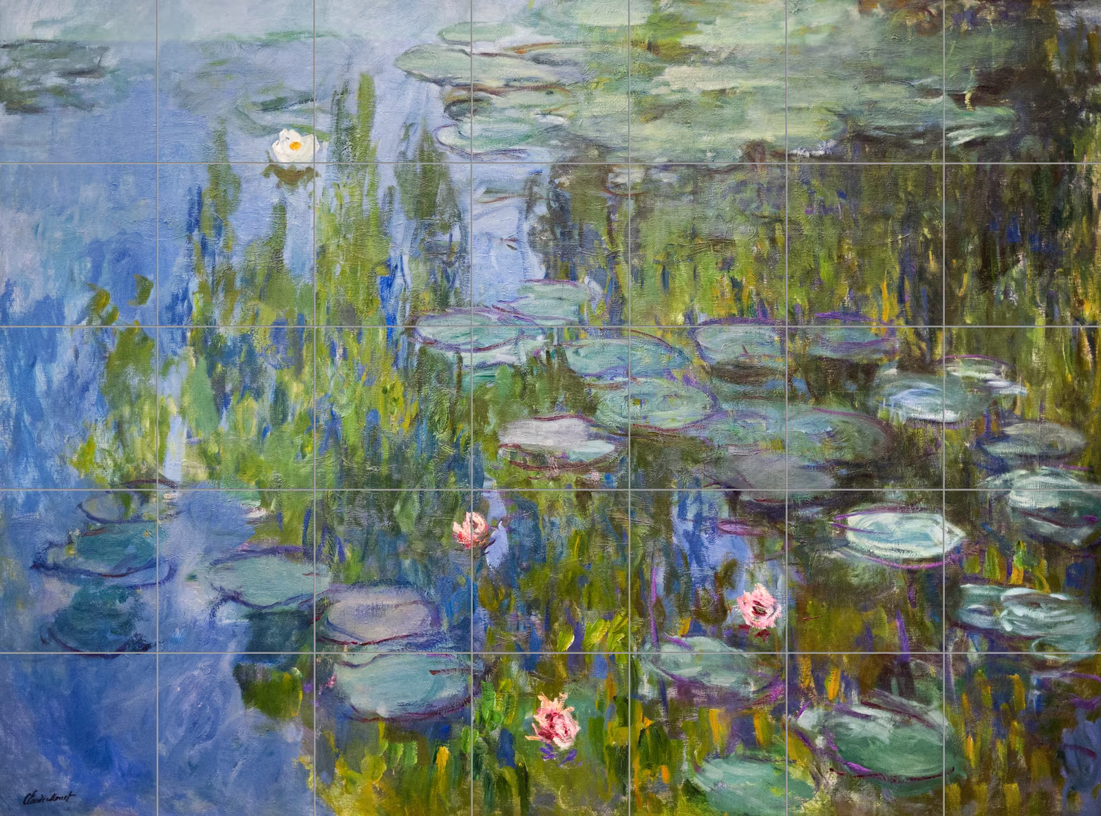 Ceramic tile mural of Claude Monetโs Water Lilies