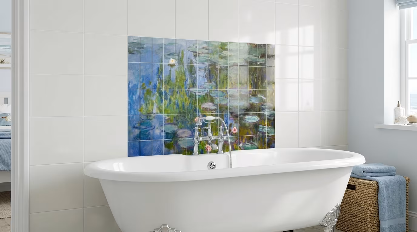 Claude Monet's Water Lilies (1915), famous vintage painting - Tile Mural - Image 2