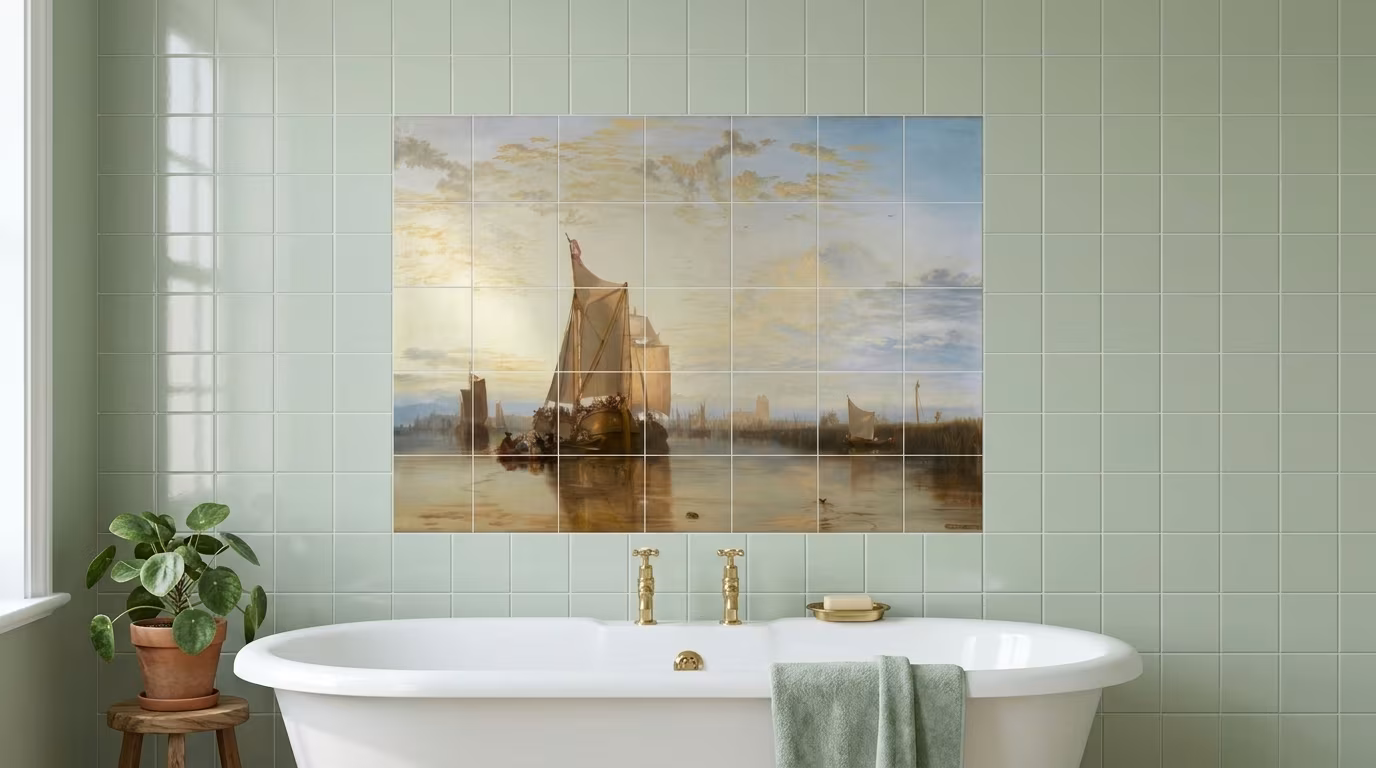 Dort or Dordrecht: The Dort Packet-Boat from Rotterdam Becalmed 1818, Royal Academy of Arts, London, exhibition catalogue by Joseph Mallord William Turner - Tile Mural - Image 2