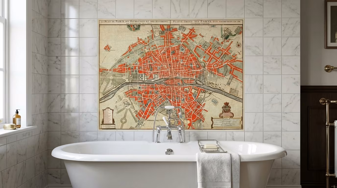 Plattegrond van Parijs (ca. 1721–1774) by Guillaume Delisle - Tile Mural - Image 2
