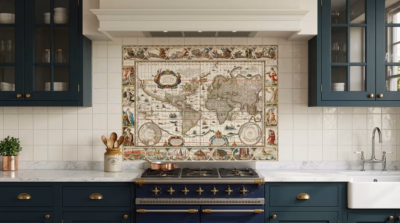 Nova totius terrarum orbis geographica ac hydrographica tabula (1635–1649) by Jan Aertse van den Ende - Tile Mural - Image 2