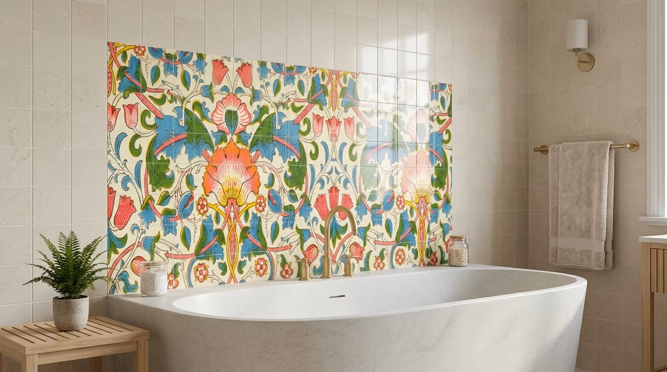 William Morris's Lodden (1884) famous pattern - Tile Mural - Image 2