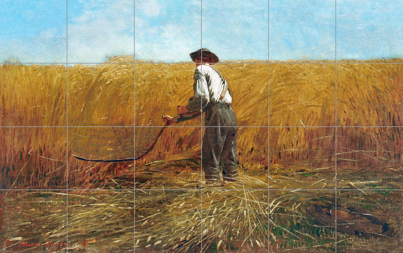 The Veteran in a New Field by Winslow Homer tile mural