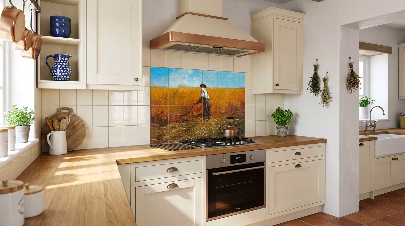 The Veteran in a New Field (1865) by Winslow Homer tile mural