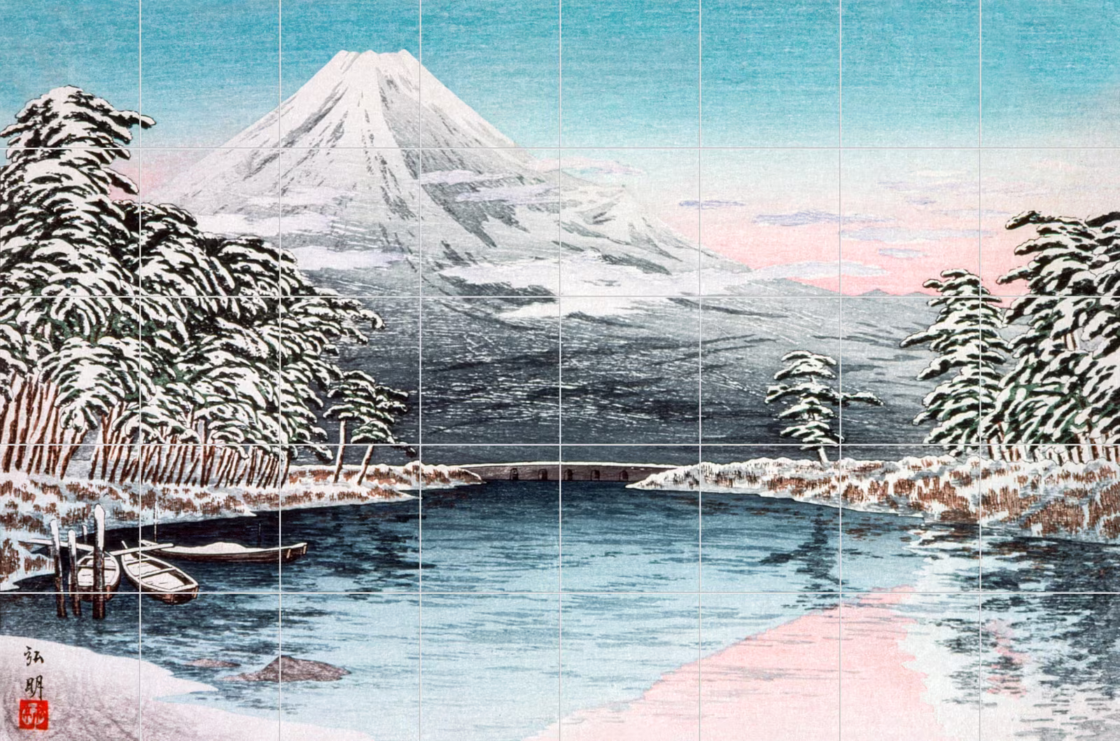 Ceramic tile mural of Mt. Fuji from Tagonoura by Hiroaki Takahashi