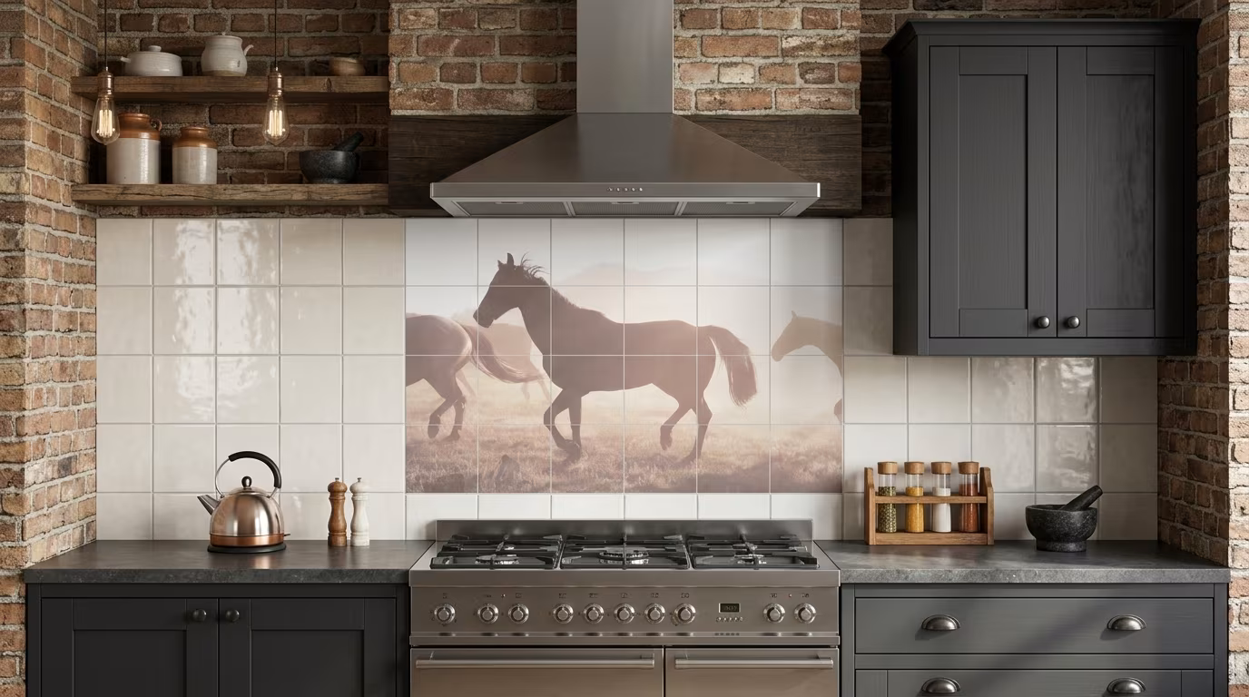Horses Field - Tile Mural - Image 2