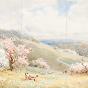 Ceramic tile mural of Spring by Joseph Rubens Powell (1835-1871)